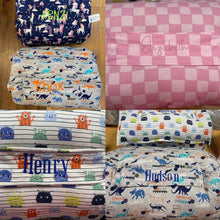 Load image into Gallery viewer, Small Grey &amp; White Gingham Nap Mat
